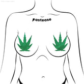 Leaf: Glittering Green Pot Leaves Nipple Pasties By Pastease®